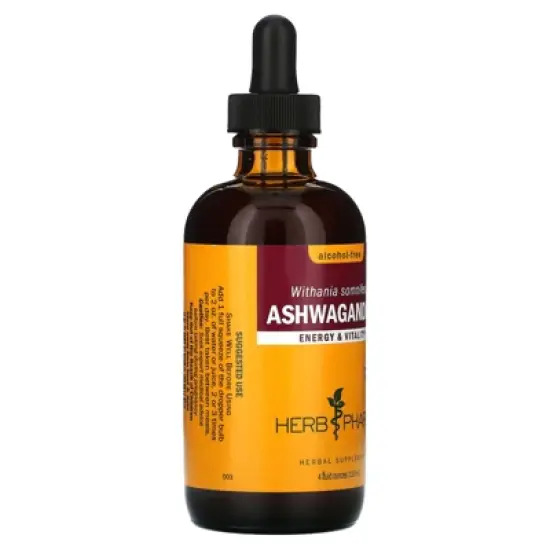 Herb Pharm Certified Organic Ashwagandha Extract Drops for Traditional Support for Energy and Vitality, Alcohol-Free Glycerite, 4 Oz image {3}