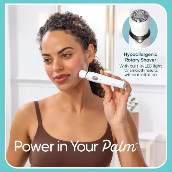 Conair Girlbomb Wet and Dry Cordless Rechargeable Face Shaver with Nose, Ear, Eyebrow and Bikini Trimmer Attachments Set - 6pc image {4}