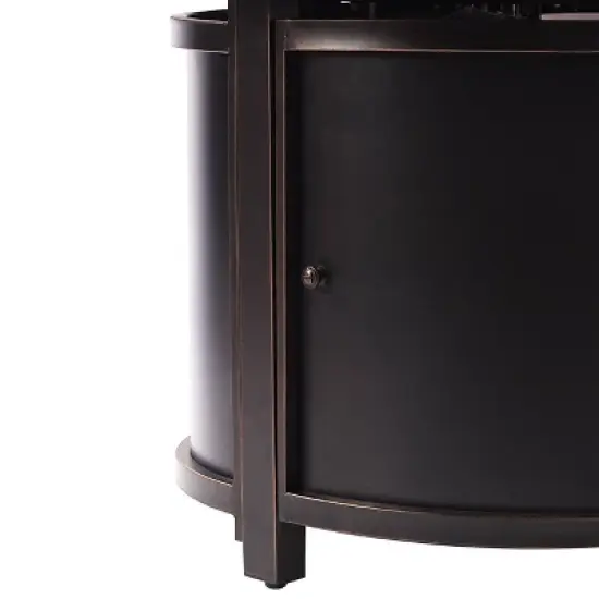 5pc Set with 44" Round Outdoor Aluminum Fire Pit Table & Four  Swivel Rocking Chairs & Wind Blocker Lid - Oakland Living image {6}