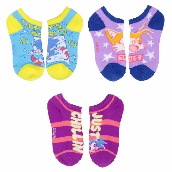 Sonic The Hedgehog Kids Tails Knuckles Amy No-Show Ankle Socks 6 Pair Pack Multicoloured image {2}