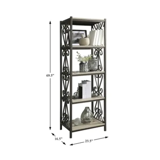 Fairhope 5 Shelf Faux Marble Bookcase in Black - Lexicon image {3}