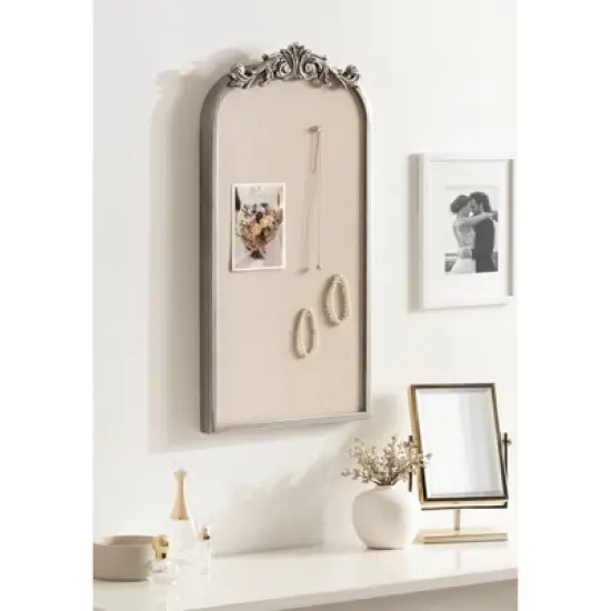 Kate & Laurel All Things Decor 13"X25" Arendahl Arch Framed Pinboard Silver image {6}