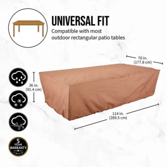 Hoan BBQ All-Weather Rectangle Table Cover, Waterproof & Durable 600D Polyester Fabric with PE Coating - Universal Fit for Outdoor Dining image {1}