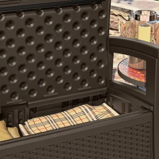 Suncast Loveseat with Storage Area & Trash Hideaway 33 Gallon Capacity Container image {4}