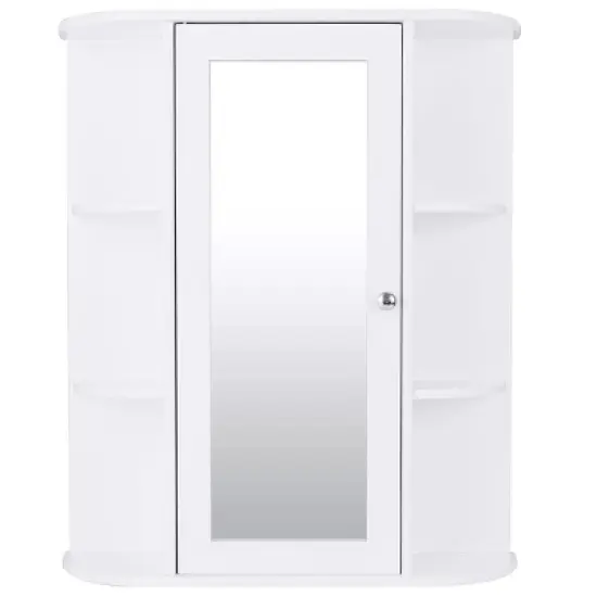 Costway Bathroom Cabinet Single Door Shelves Wall Mount Cabinet W/ Mirror Organizer image {6}