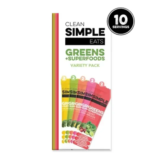 Clean Simple Eats Greens Powder Sticks - Variety Pack - 3.9oz/10ct image {8}