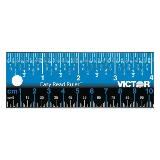 Victor Easy Read Stainless Steel Ruler Standard/Metric 12" Blue EZ12SBL image {2}