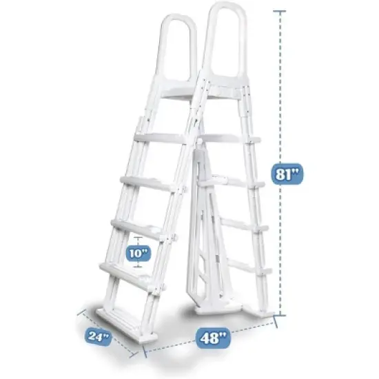 Poolzilla Above Ground A-Frame Flip Up Pool Ladder w/Non Skid Platform - for 48&rsquo;&rsquo; to 54&rsquo;&rsquo; in. Above Ground Pools image {1}
