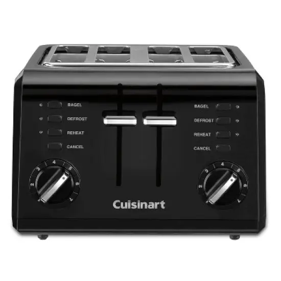 Cuisinart 4-Slice Toaster Black CPT-142BKP1: Adjustable Browning, Reheat & Defrost, Removable Crumb Tray, 1800W image {3}