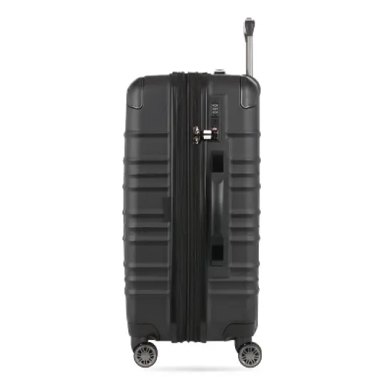 SWISSGEAR Cascade Hardside Medium Checked Spinner Suitcase - Black: 8-Wheel 33 lb Capacity image {3}