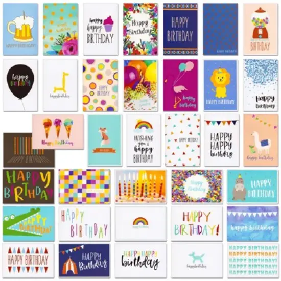 Best Paper Greetings 36 Pack of Assorted Birthday Cards with Envelopes, Bulk Set with 36 Unique Designs for Men and Women, (4x6 In, Blank Inside) image {4}