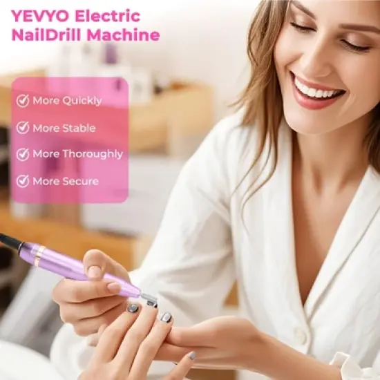 Portable Electric Nail Drill, Professional Nail File Kit for Acrylic, Gel Nails, Manicure Pedicure with Nail Drill Bits Sanding Bands Rose gold image {1}