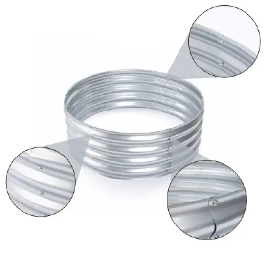 LuxenHome 36in Round Galvanized Steel Raised Garden Bed Planter image {6}