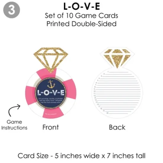 Big Dot of Happiness Last Sail Before The Veil - 4 Nautical Bridal Shower Games - 10 Cards Each - Gamerific Bundle image {5}