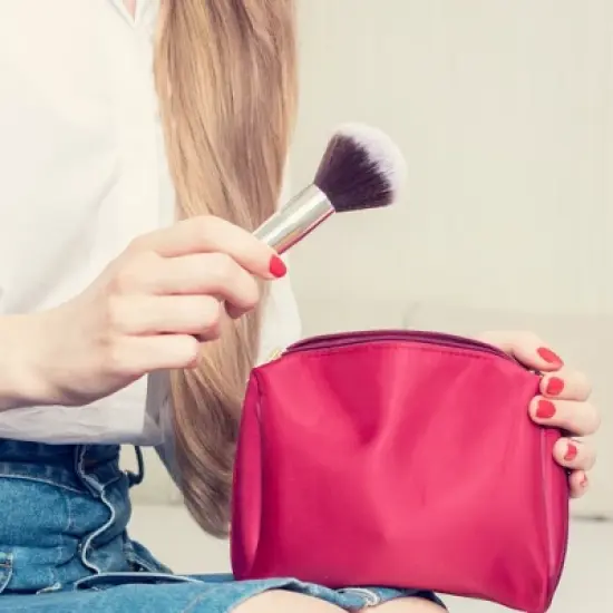 Unique Bargains Patch Small Makeup Bag Alphabet Pattern Toiletry Bag Travel Cosmetic Organizer for Women Daily Use image {5}