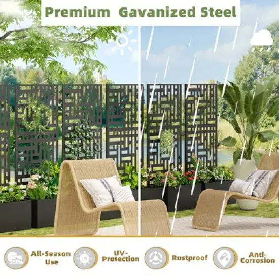 PexFix 59 in. H x 30 in. W Black Metal Rectangle Wall Planter Box with Trellis for Climbing Plants image {4}