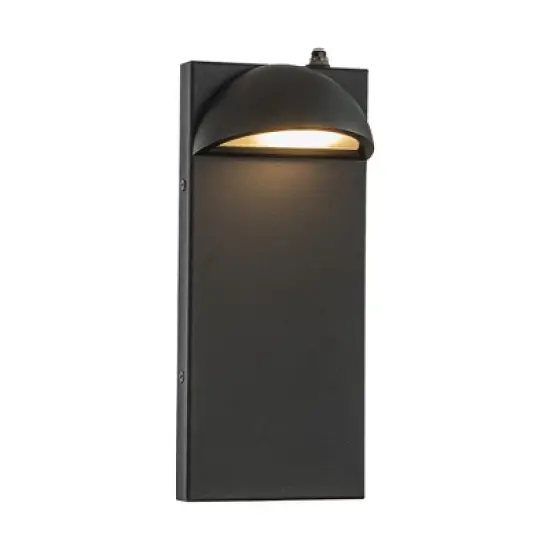 ALOADECOR 1 Light in. Modern Outdoor Integrated LED Wall Light with Dusk-to-Dawn Sensor Black Exterior Sconce with Frosted Glass for Entryway image {2}
