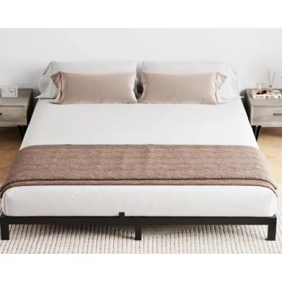 6 to 14 Inch Bed Frame with Under Bed Storage, Heavy Duty Metal Platform - Easy Assembly, No Box Spring Needed, Black image {9}