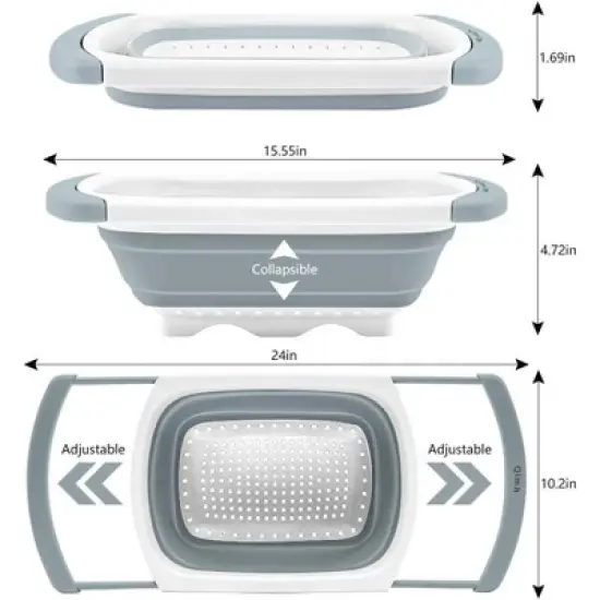 Qimh Collapsible Colander | Over The Sink Silicone Kitchen Strainers and Colanders with Extendable Handles image {2}
