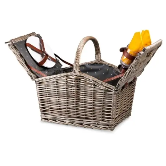 Picnic Time Piccadilly Picnic Basket - Anthology: Gray Willow Set for 2 with Tableware & Twist Lock Closure image {6}