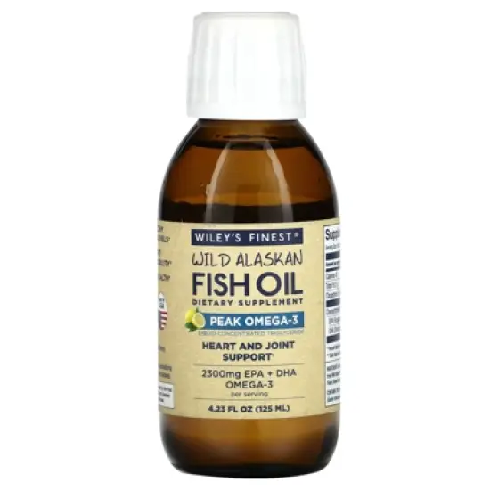 Wiley's Finest Wild Alaskan Fish Oil, Peak Omega-3, Natural Lemon, 2,300 mg, 4.23 fl oz (125 ml) image {5}