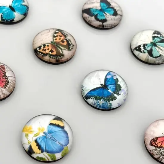 Wrapables Crystal Glass Magnets, Refrigerator Magnets for Office Whiteboards, Cabinets, Lockers (Set of 12), Butterflies image {2}