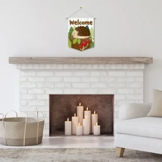 Big Dot of Happiness Forest Hedgehogs - Outdoor Home Decorations - Double-Sided Woodland Birthday Party or Baby Shower Garden Flag - 12 x 15.25 inches image {6}