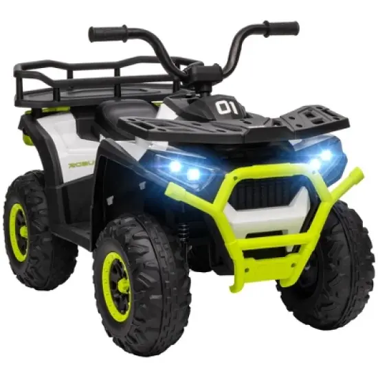Qaba 12V Kids ATV, Battery Powered 4 Wheeler Quad w/ Spring Suspension Wheels, Rear Storage Basket, Lights, Music image {6}