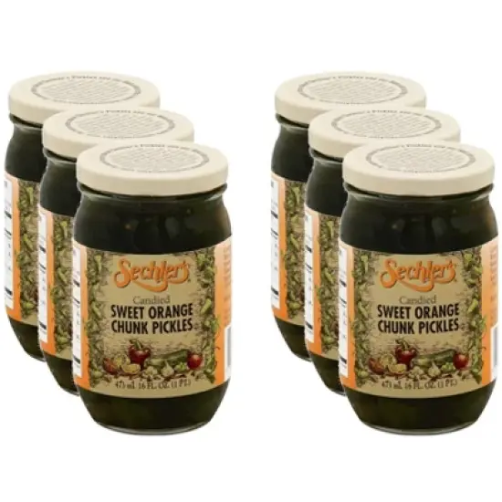 Sechlers Candied Sweet Orange Chunk Pickles - Case of 6 - 16 fl oz image {2}