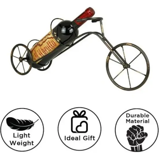 LIVEVIE Classic Vintage Bike Trike Style Wine Rack Freestanding One-Bottle Holder, Bike-Shaped Wine Organizer for Countertop and Tabletop image {5}