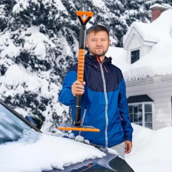 Zone Tech Extendable Snow Squeegee, Ice Scraper and Shovel 42" 5-1 Rotating Snow Squeegee Head, Extendable Ice Scraper, Shovel with Ergonomic Handle image {8}