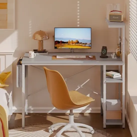 Bestier 44&rdquo; Gaming Desk with Power Outlets & USB Ports, LED PC Gamer Desk with 4-Tier Storage Shelves, Computer Office Desk for Small Spaces image {15}