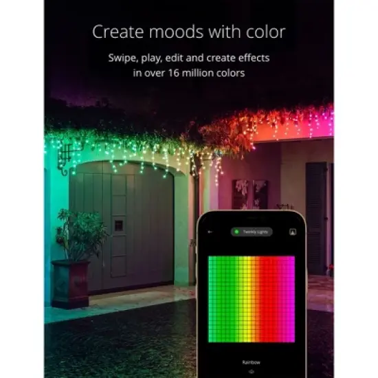 Twinkly Icicle + Music Bundle App-Controlled LED Christmas Lights 190 LED RGB Multicolor Indoor/Outdoor Smart Lighting with USB Music Syncing Device image {3}