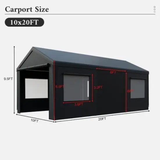YARDSIGHT Heavy Duty Portable Carport Garage with Removable Sidewalls, Roll-up Doors & Windows for Car, SUV, Truck, Boat - Durable & Versatile image {8}