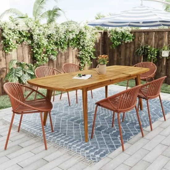 Sapphtopaz Patio Dining Set Contemporary Outdoor Dining Set with Rattan Chairs for Lawn, Balcony, Garden, Yard image {11}