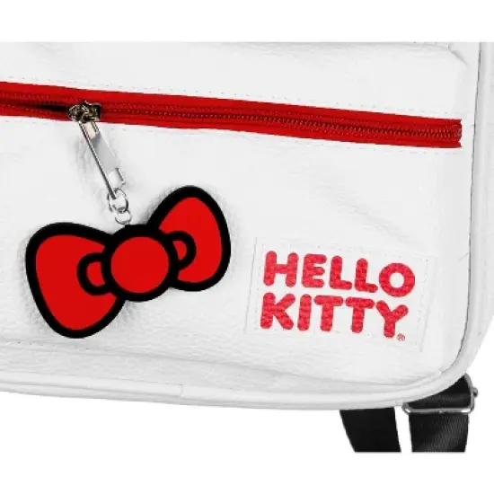 Hello Kitty Signature Bow Face and 3D Ear Design Faux Leather Mini Backpack White image {3}