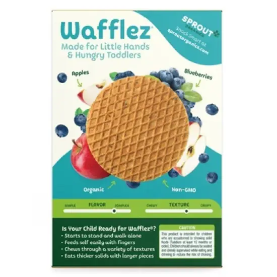 Sprout Foods Organic Blueberry Apple Wafflez Toddler Snacks - 3.15oz image {1}