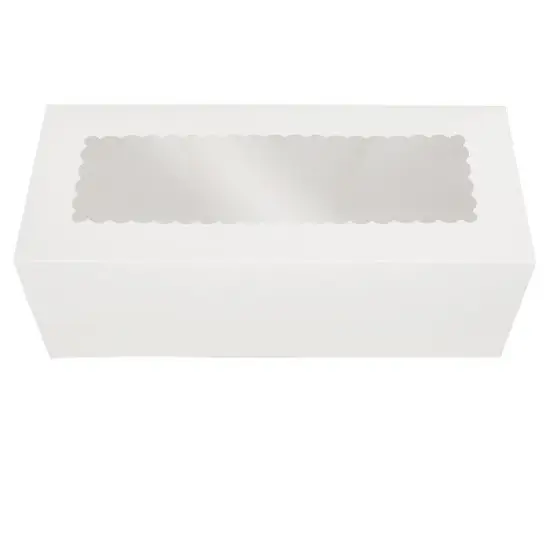 O'Creme White Log Box with Scalloped Window, 14" x 6" x 5" H - Pack of 5 image {3}