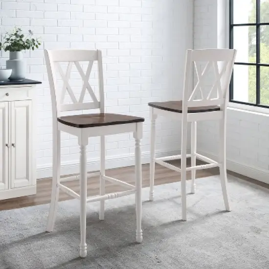 Set of 2 Shelby Barstools Distressed White - Crosley image {5}