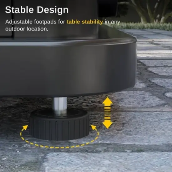 East Oak 32" Brazi Propane Square Outdoor Tabletop Fireplace Black: Iron Frame, Rust & Heat-Resistant image {8}