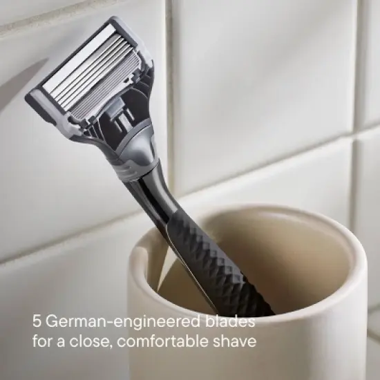 Harry's 5-Blade Men's Razor - 1 Razor Handle + 5 Razor Blade Refills - Chrome Edition Handle image {4}
