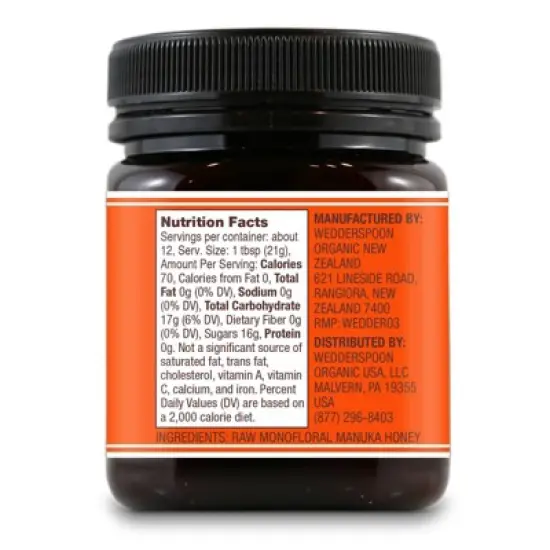 Wedderspoon Raw Monofloral Manuka Honey KFactor 16 - 8.8oz image {3}