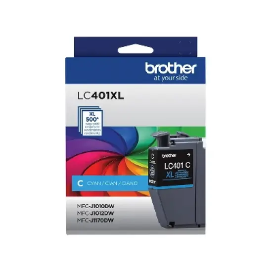 Brother LC401 Cyan High Yield Ink Cartridge Prints Up to 500 Pages (LC401XLCS) image {1}