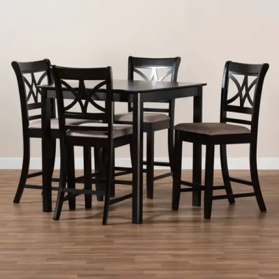 5pc Chandler Pub Dining Set Sand/Espresso - Baxton Studio image {6}