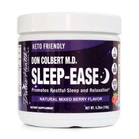 Sleep-Ease Powder | Melatonin | Ashwagandha | Sleep Aid Supplement | Sugar-Free Mixed Berry Flavor | Divine Health by Dr Colbert | 5.29 oz image {4}