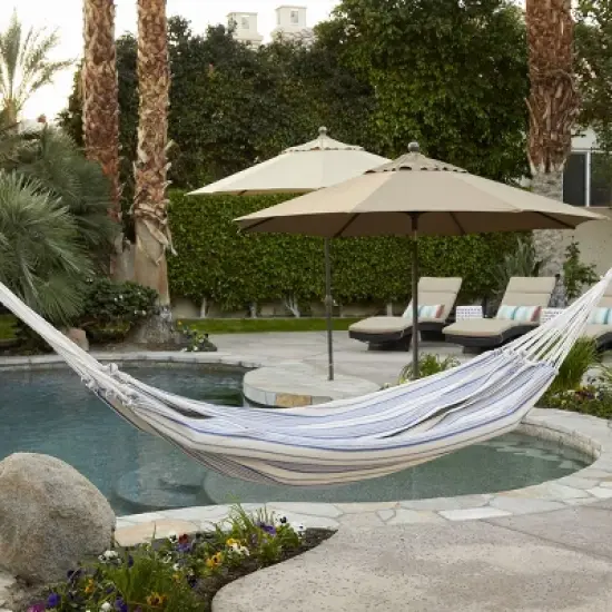 Linen Striped Flat Weave Hammock Blue - Threshold&trade; image {1}