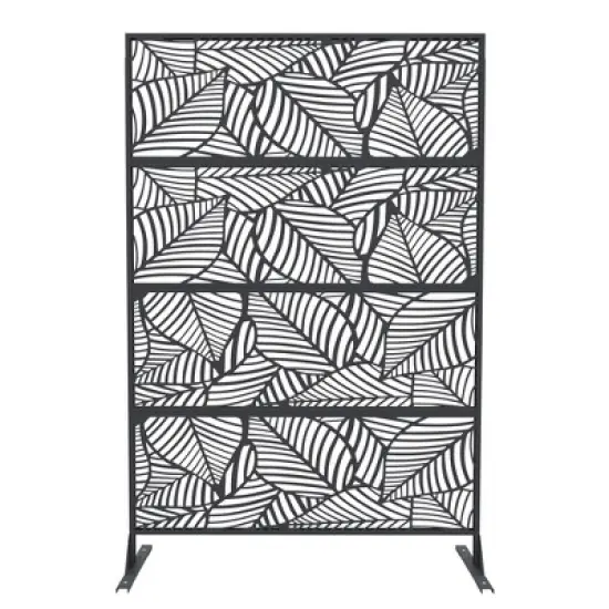 GustoWave Metal Privacy Screen with Stand - 71"X 46" Freestanding Outdoor Decorative Privacy Panels &ndash; Weather-Resistant Rustproof Room Divide (Black) image {11}