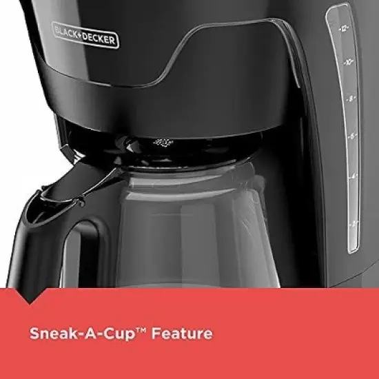BLACK+DECKER CM1110B Programable 12-Cup Coffer, Easy Pour, Non-Drip Carafe with Removable Filter Basket, Black image {4}