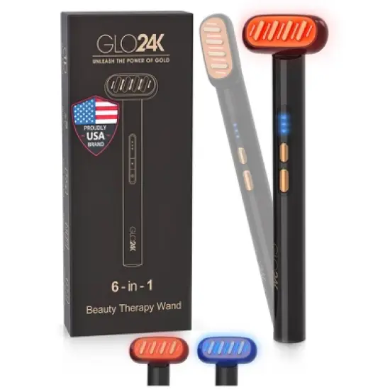 GLO24K 6-in-1 Beauty Therapy Wand for Face Eyes and Neck image {8}