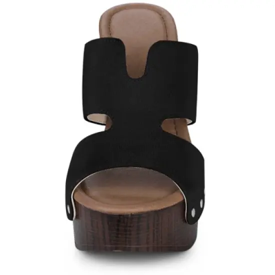 Perphy Women's Sandal Platform Slip on Block High Heels Slides Mule image {1}